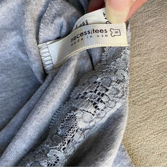 Lace Trimmed Gray Tank Cami Size S - Picture 6 of 9